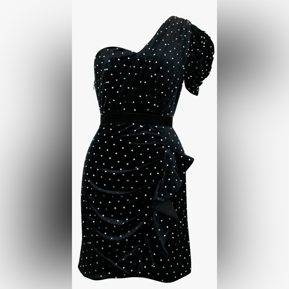 Self-Portrait Black and White Polka Dot Mini Dress